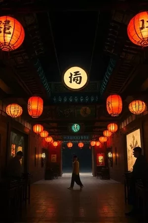 半城烟雨竖版海报，雨幕中的老城楼顶