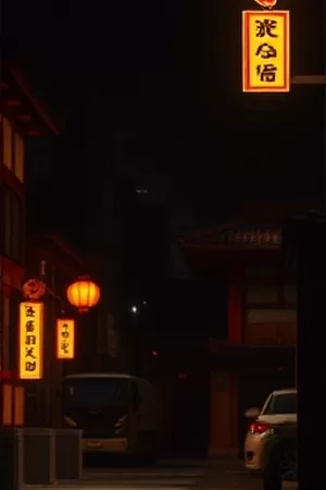 银沙客栈竖版海报，风雪夜客栈门口三拨来客